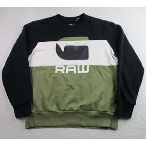 G-Star RAW Sweatshirt Mens Large Black Olive Colorblock Crewneck D12387-B161-724